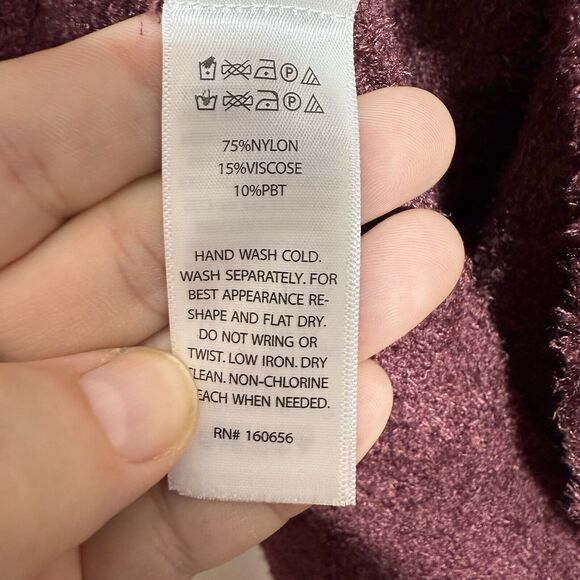 Rachel Zoe Cardigan Sweater Open Front Burgundy Plush Boucle Knit Soft Size L - Picture 10 of 11